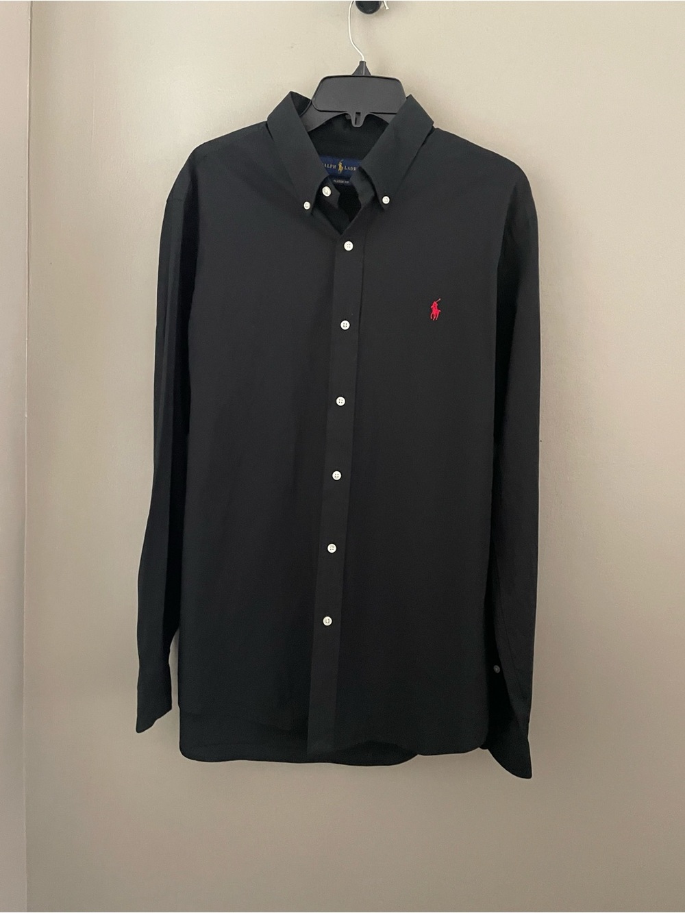 Ralph Lauren Black Button Down Shirt Red Pony